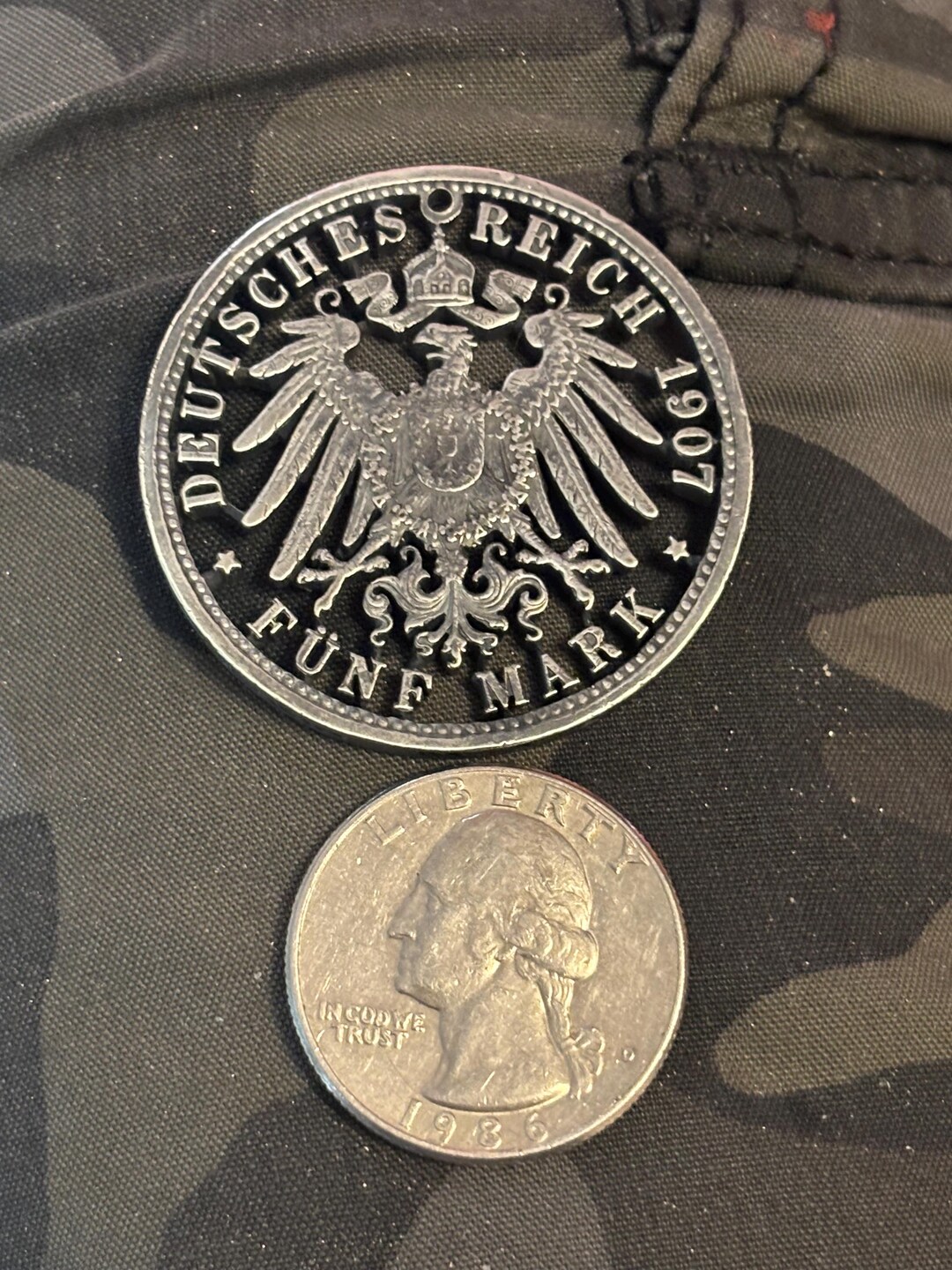 Funf Hand Cut 1907 Silver Prussian Funf Mark Masterpiece Pre War German ...