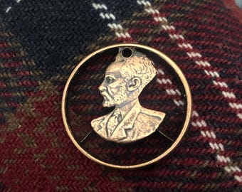 1936 Ethiopia Coin Pendant: Haile Selassie, Lion of Judah