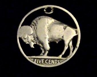 US Buffalo Nickel Cut Coin Pendant - 1918