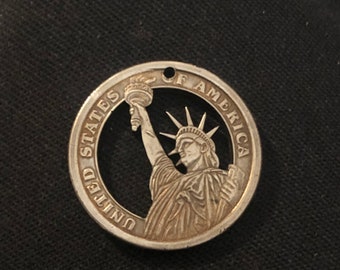USA - cut coin pendant - Vanishing NYC - Statue of Liberty - 2020