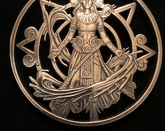 Chalchiuhtlicue - Aztec Goddess of Water - 1 oz .999 Fine Silver Round - First Time Cut - Mexico History Mythology Jewelry