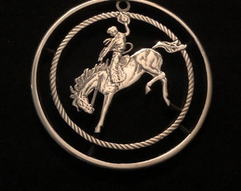 Rodeo Cowboy Bucking Bronco Hand Cut Silver Stallion Bullion Round - Brand New - Hi-Ho Silver Away!