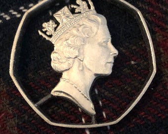 Queen Elizabeth II Hand Cut 1985 Canadian Two Pence Coin - With profile of possibly the most beautiful woman that ever lived. Possibly