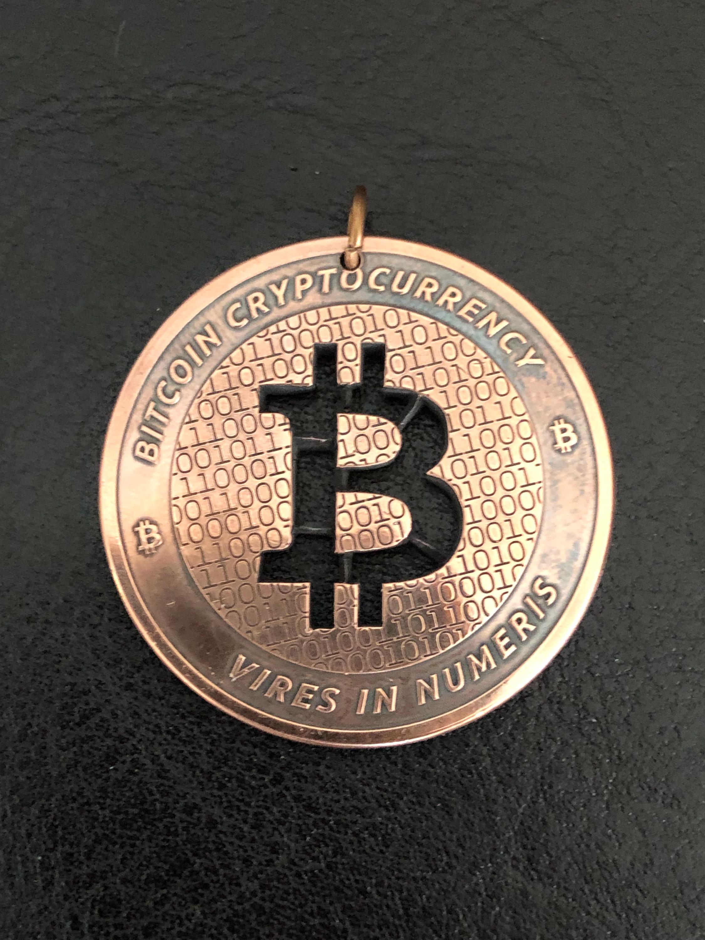 Bitcoin Cut Coin Pendant Hand Cut Copper Bullion Round Cryptocurrency Nerd Bling Lazy Cut Cut Coins Tales from The Crypto