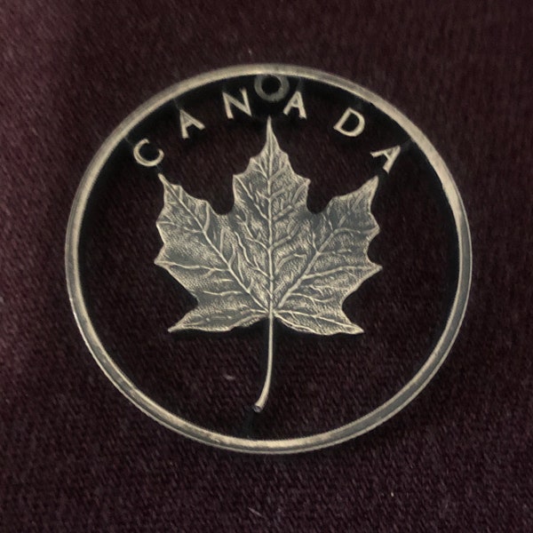 Canada, Cut Coin Pendant, Maple Leaf, Canadian Jewelry, 1867, Hand Cut Silver Bullion Round, Like America But Kinder And Gentler