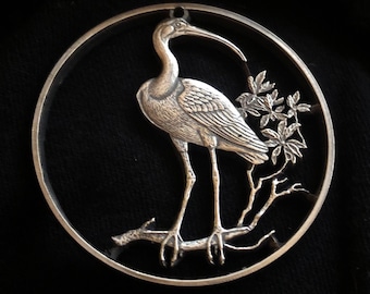 The Gorgeous Scarlet Ibis - Cut Only Once Before - 1973 - Sterling Silver - Bird Lover Masterpiece