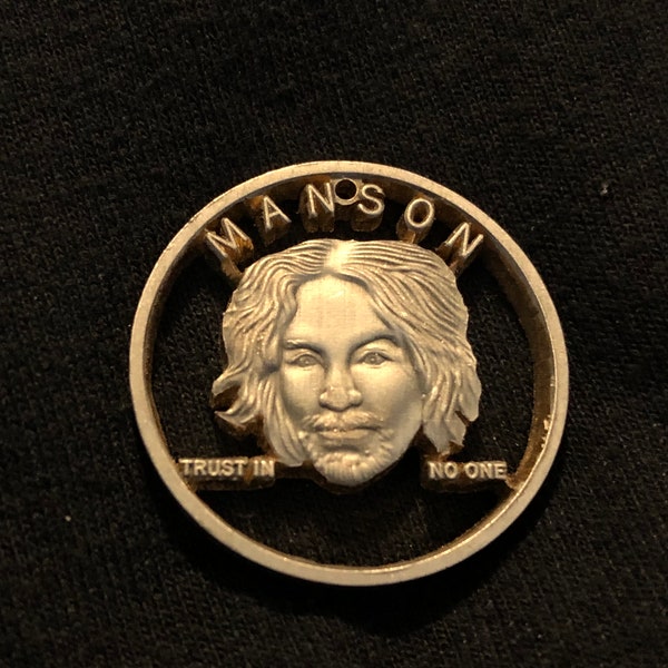 Charles Manson, Cut Coin Pendant, Sexond Time Cut, Helter Skelter, Manson Family Jewelry, Macabre Jewelry, Cult Interest