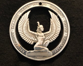 Egyptian Goddess Kenesis - Fine Silver Bullion Round - First Time Cut- Beautiful - Reciprocity Balance Order Justice Harmony Truth Propriety