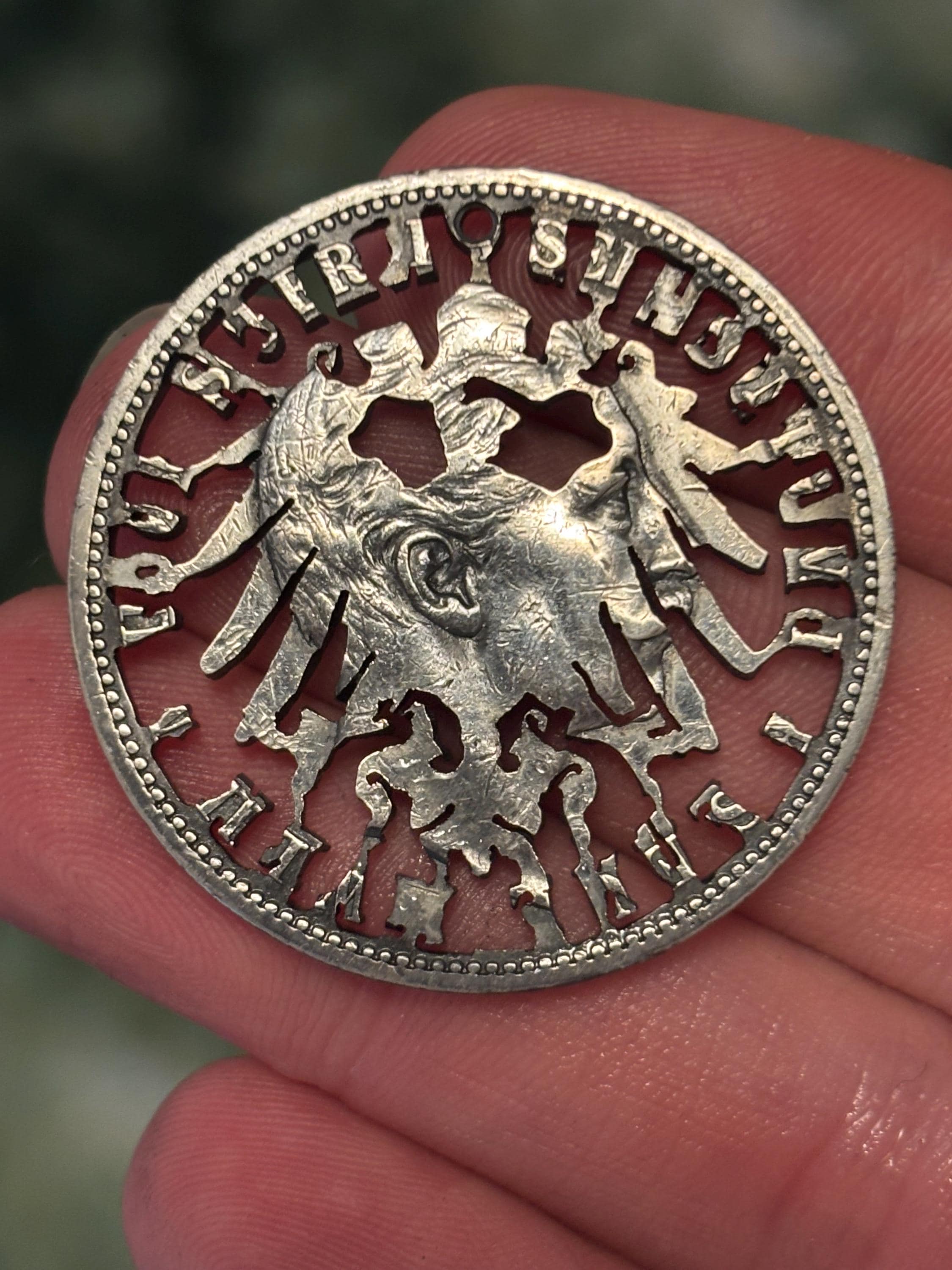 Funf Hand Cut 1907 Silver Prussian Funf Mark Masterpiece Pre War German ...