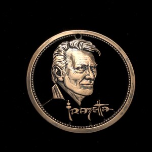 Frank Frazetta, Legendary God of Fantasy Art, Cut Coin Jewelry Masterpiece, Huge, Solid Copper Pendant, First Cut, Death dealer, Heavy Metal