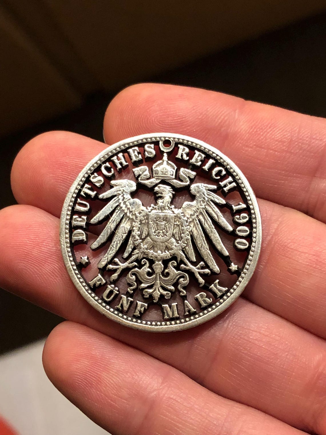 Funf Hand Cut 1900 Silver Prussian Funf Mark Masterpiece Pre War German ...