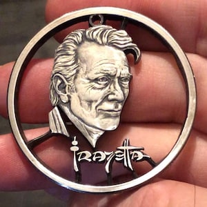 Frank Frazetta, Legendary God of Fantasy Art, Cut Coin Jewelry Masterpiece, Huge, First Solid FINE SILVER Pendant,Death dealer, Heavy Metal