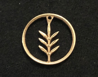 Palestine Cut Coin jewelry Olive Tree Seedling Islam Jewelry 1927 Hand Cut Coins Peace Pendant