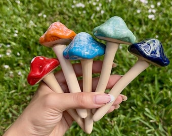 Ceramic Mushroom Garden Stake, Mushroom Decoration, Mushroom Plant Stake, Garden Decoration, Gardening Gift