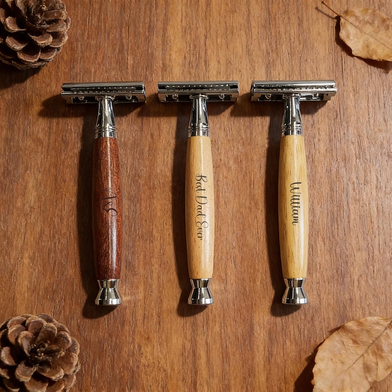 Wood Printer Razor Custom Handcrafted Double Edge Safety Razor, Engraved Sustainable Solid ...