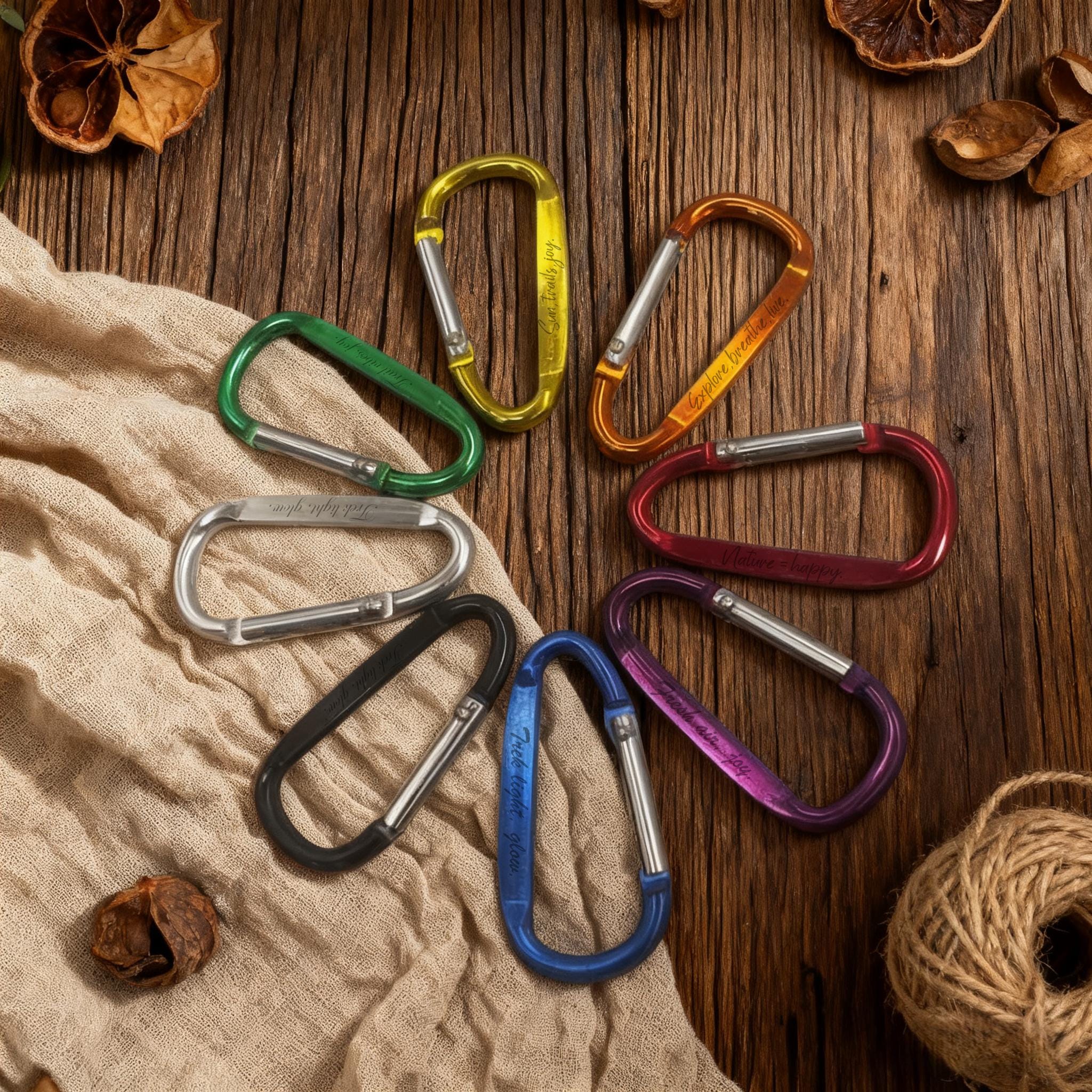 Set De 10 Mousquetons D-shape Colorés En Alu Léger – Verrouillage Par Vis, Parfaits Pour Sacs, Bouteilles, Camping