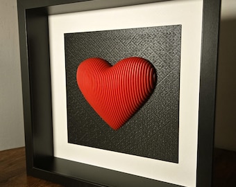 Framed 3D Layered Heart Sculpture: Romantic Wall Art (9.75 x 9.75 inches)