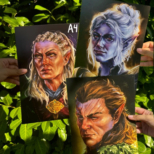 Baldur's Gate 3 towarzyszy wydrukom A4, Halsin, Minthara, Jaheira