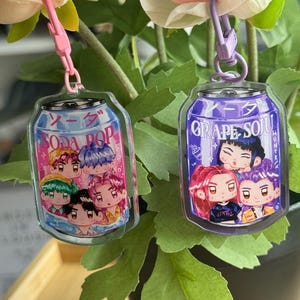 KPOP, HUNTR/X, Saja Boys soda charm keychains
