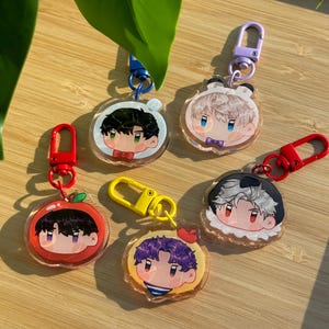 Love and Deepspace pop corn charms, Sylus, Caleb, Zayne, Rafayel, Xavier