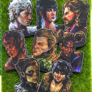 Autocollants en vinyle Baldur's Gate 3, Astarion, Gale, Shadowheart, Karlach, Wyll, Lae'zel, Halsin, Gortash
