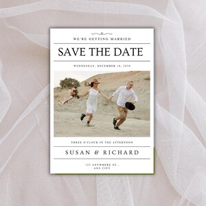 Elegante Save the Date-trouwkaart, klassiek ontwerp voor huwelijksaankondigingen, perfect verlovingscadeau
