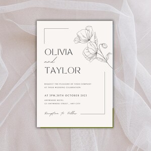 Invito a nozze elegante beige, design sofisticato, perfetto per annunci di matrimonio, regalo di addio al nubilato, biglietto di classe e senza tempo