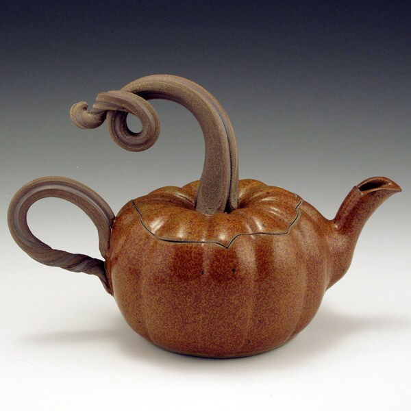 Stoneware Pottery Pumpkin Teapot