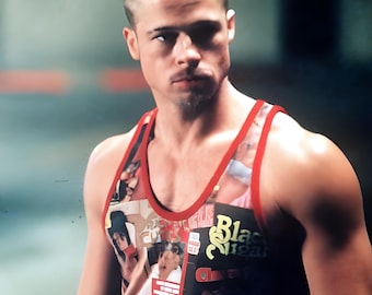 Tyler Durden Fight Club Tank Top, Vintage Style Graphic Tank, Brad Pitt Shirt, Retro Movie Fan Gift, Edgy Streetwear Gym Tank, Cool Film Top