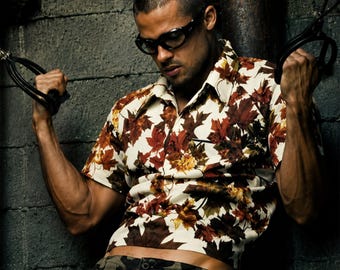 Chemise Tyler Durden, déguisement Fight Club, chemise à fleurs hawaïenne Brad Pitt