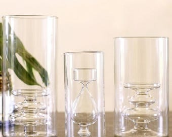Clear Glass Candle Holders | Three Different Sizes & Styles | Elegant Decor | Home Accessories