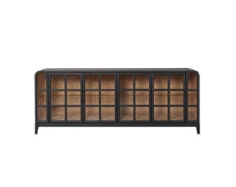Modern Black Curved Sideboard | Luxury Oak TV Stand | Solid Oak Storage Cabinet | Customised Sizes