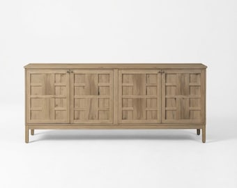 Hatchwork Oak Sideboard | Scandinavian Buffet Cabinet, Handmade Solid Oak  Cabinet, Custom size and colour option for living room or Hallway