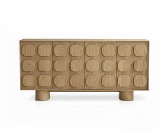 Solid Oak Sideboard | Mid-Century Modern Geometric Buffet | Entrance furniture, Customised