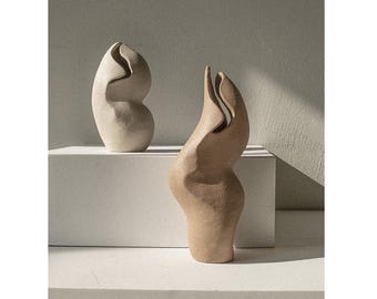 Cocoon Inspired Sculptural Art Piece for Home Décor | Earth Tone Ornament | Brown Abstract Sculpture | 2 Options