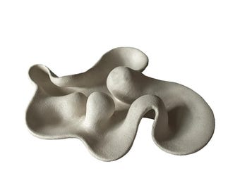 Earth-Tone Wavy Moulded Tray - Modern Table Art - Decorative Ornament