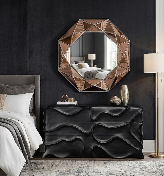 Modern Black Dresser - Organic Wave Front Sideboard  Sculptural Wood  Buffet Cabinet With 6 Drawers - Artistic Storage Furniture - Etsy