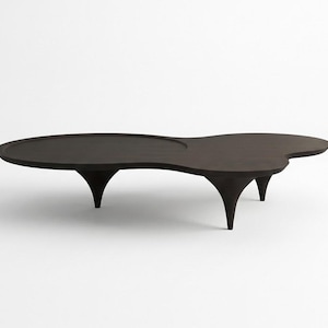 Curved Coffee Table | Modern Three-Legged Display Table