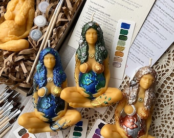 Sacred candle painting kit, Creative ritual for womens circles, Mindful art kit for girls night, bachelorette or team building & hen parties