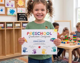 Preschool Graduation Certificate | Editable Canva Template, Last Day Diploma (Digital Download)