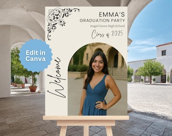 Graduation Party Welcome Sign Canva Template | Class of 2026 Photo Poster (Digital Download)