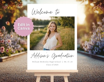 Editable Graduation Welcome Sign | Class of 2026 Party Decor (Digital Download)