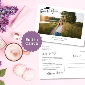 Graduation Photo Thank You Postcard Template – 5x7 Editable Canva Card (Digital Download) image 5