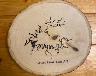CUSTOM Lake Map Wood Burning