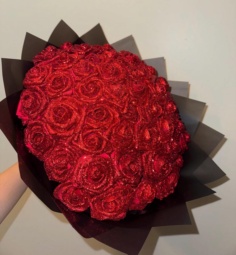 Red Glitter Eternal Rose Bouquet Perfect for Birthdays, Anniversary’s ...