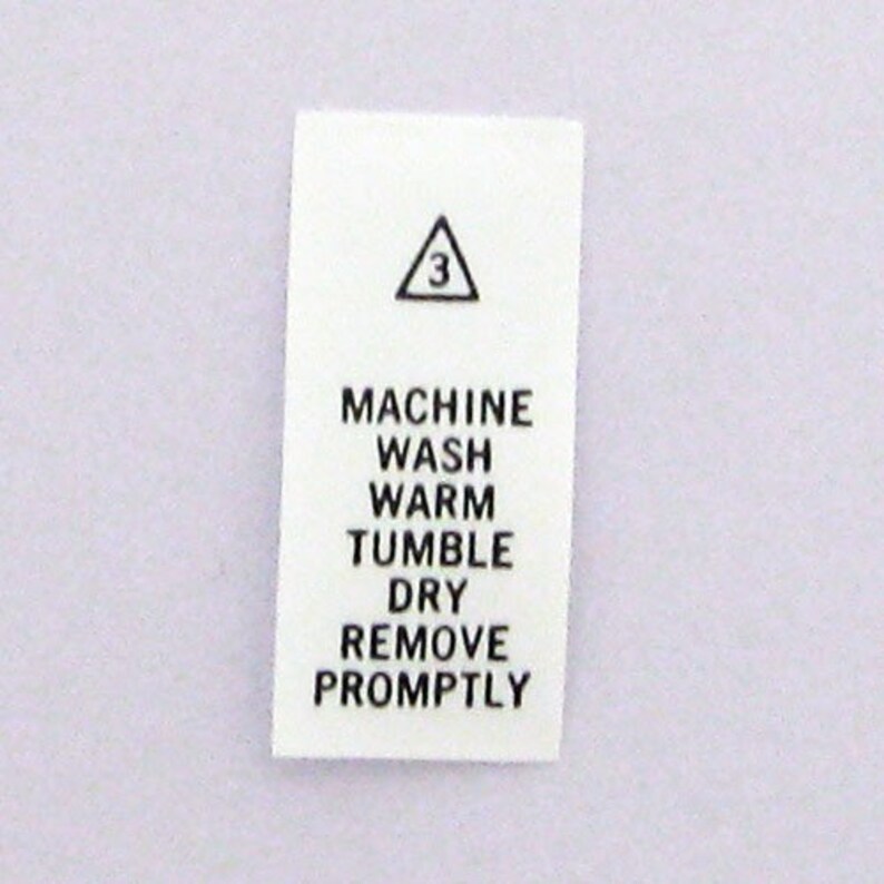 Machine Wash Warm Tumble Dry Printed Care Tags Package of 50 number 3T image 1