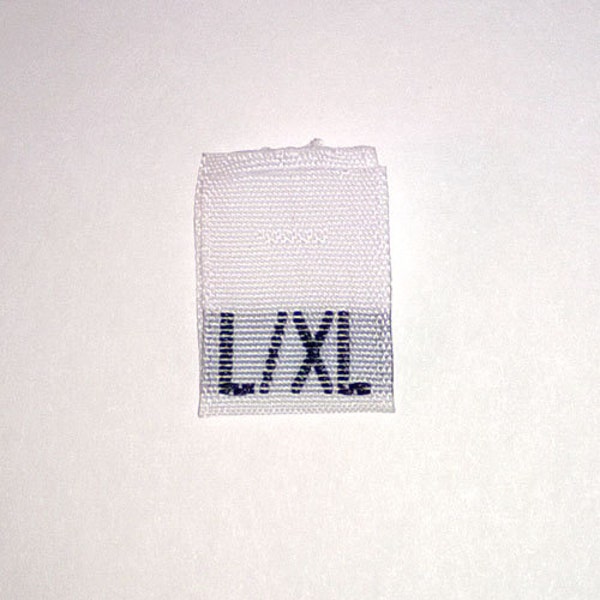 Size L/XL (Large -Extra Large) Woven Clothing Size Tags-White