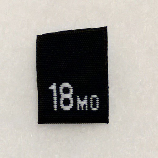 Size 18 mo (Eighteen Months) Woven Clothing Size Tag- Black