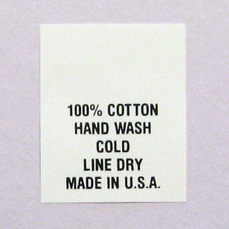 100 Cotton Hand Wash Line Dry Printed Care Labels Package of Etsy