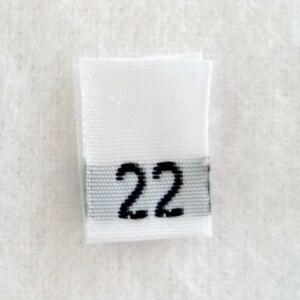 Size 22 (Twenty-Two) Woven Clothing Size Tags-White